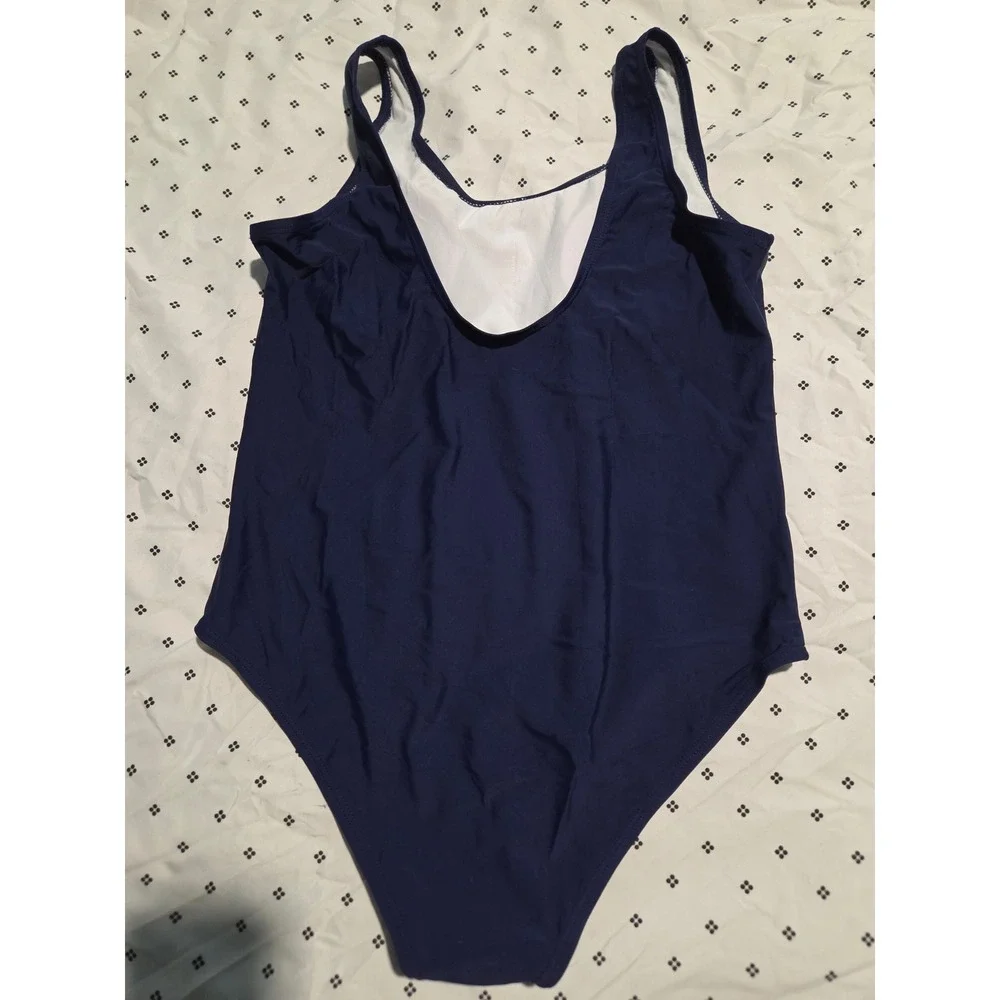 Navy Blue One Piece Swimsuit Athletic Scoop Neck Swimwear Girls Size 16Y